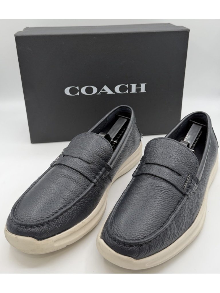 Coach Hybrid Driver Loafers Men’s Size 8.5d Dark Navy Blue Leather Slip On